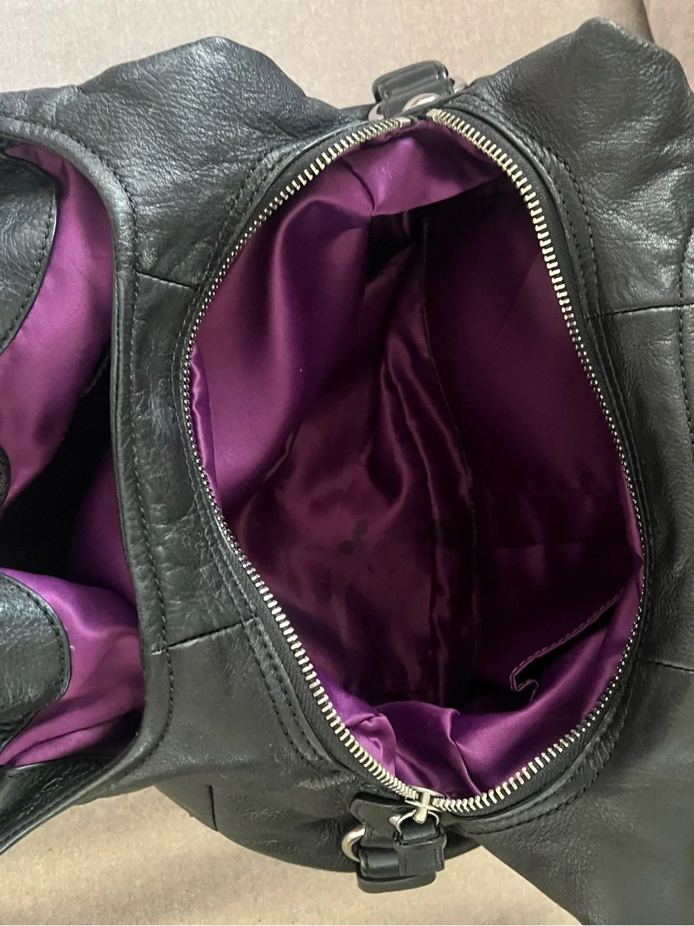 Coach Black Leather Hobo Shoulder Bag with Silver Hardware